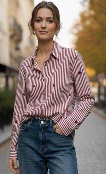 Chemise Coeurs bordeaux