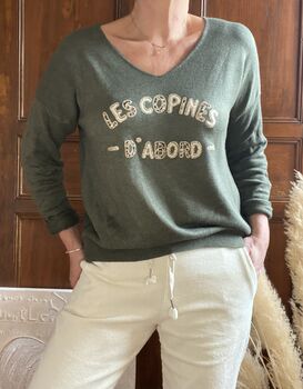 Pull Les copines kaki