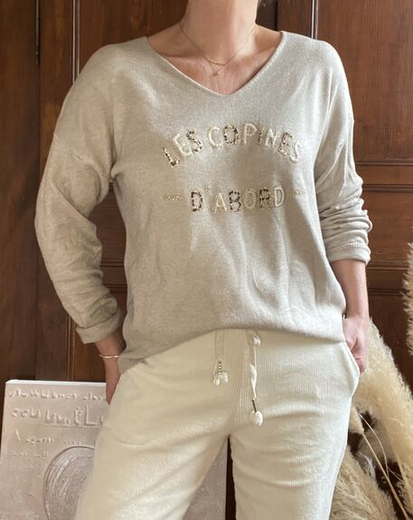 Pull Les copines beige