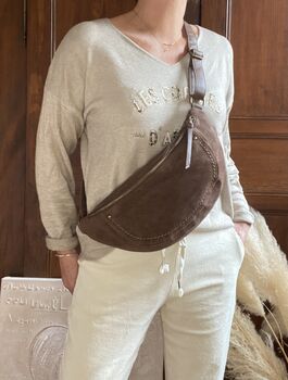 Sac banane suédine taupe