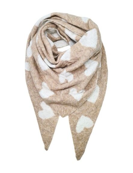 Écharpe Coeurs beige/blanc