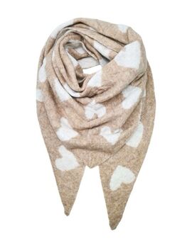 Écharpe Coeurs beige/blanc