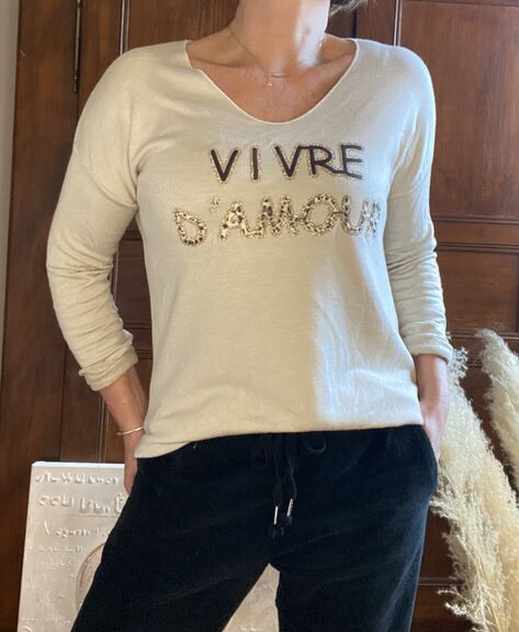 Haut vivre d’amour beige