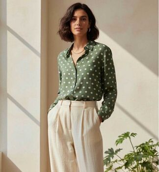 Chemise à pois kaki