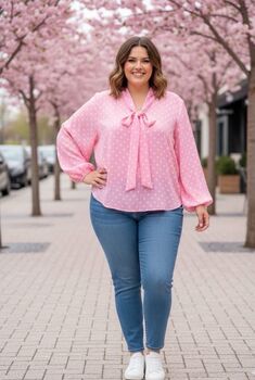 Blouse à pois rose/blanc