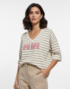 Pull fin Amour beige