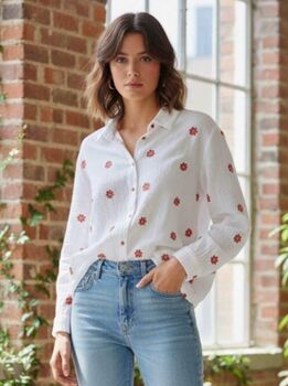 Chemise brodée fleurs