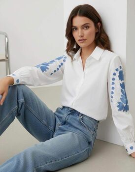 Chemise brodée Coeurs