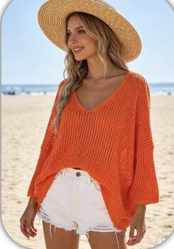 Pull mailles orange