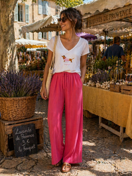 Pantalon fluide framboise