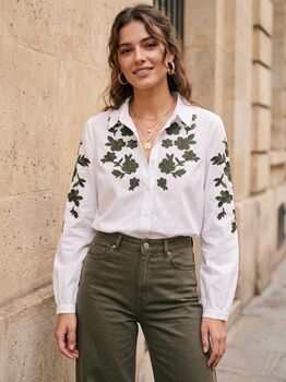 Chemise brodée Suzy kaki