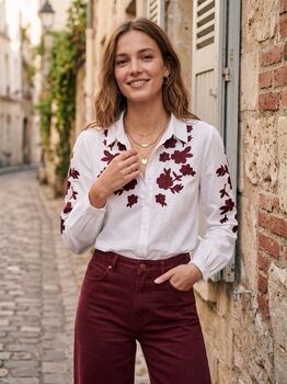 Chemise brodée Suzy bordeaux