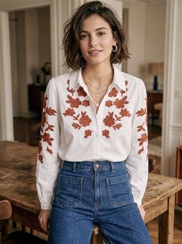 Chemise brodée Suzy Terracota