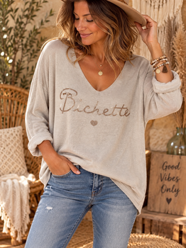 Pull fin Bichette beige