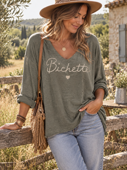 Pull fin Bichette kaki