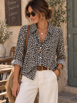Chemise léopard beige
