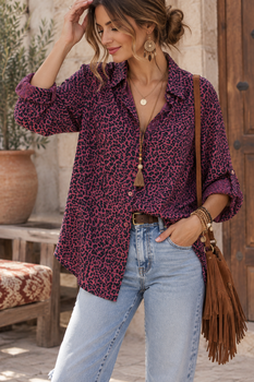 Chemise léopard prune