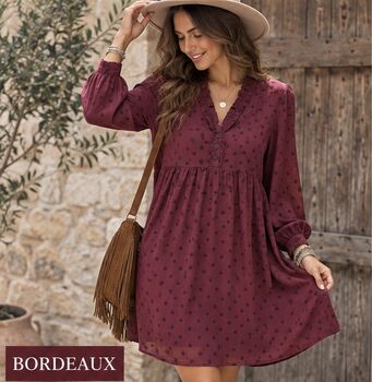 Robe velours à pois prune