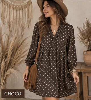 Robe velours à pois choco
