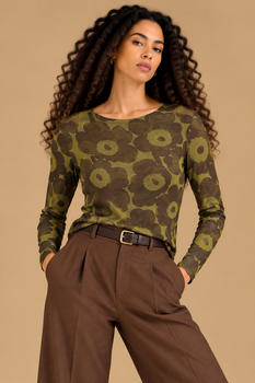 Sous pull Fleurs olive