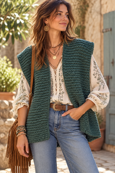 Gilet maille kaki