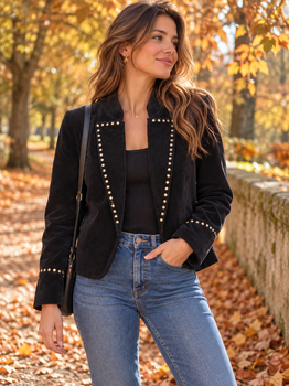 Veste velours cloutée noire
