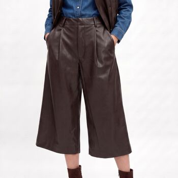 Bermuda simili cuir choco
