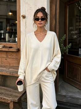 Pull oversize écru
