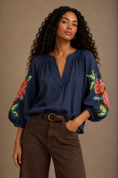 Tunique brodée marine