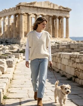 Pull sans manches beige
