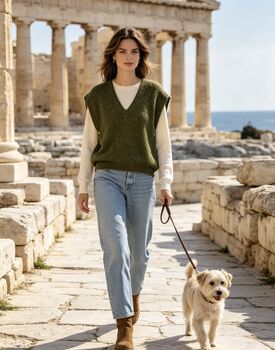 Pull sans manches kaki