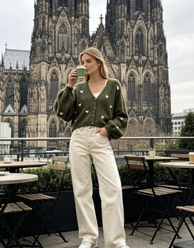 Gilet cœurs kaki
