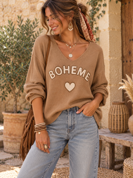 Pull bohème camel