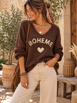 Pull bohème choco