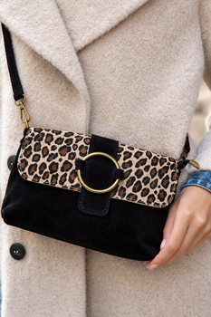 Besace léopard cuir noir