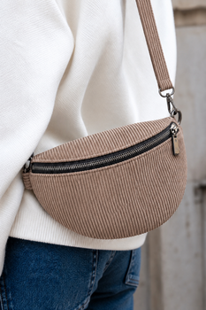 Sac banane velours taupe