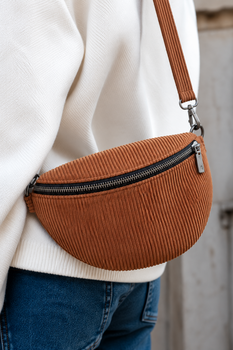 Sac banane velours camel