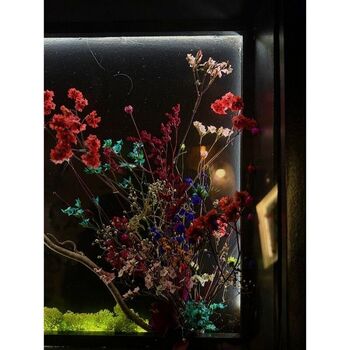 Tableau éclairé fleurs stabilisées 30 cm