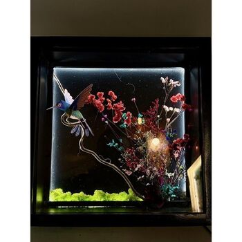 Tableau éclairé fleurs stabilisées 30 cm