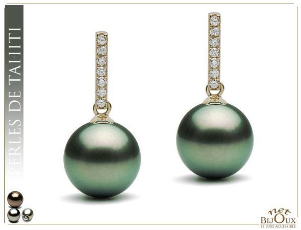 Boucles d'Oreilles perles de Tahiti REF: BO-CHARME-AG-TH