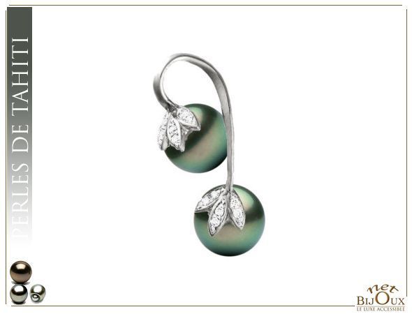 Pendentif Perles de Tahiti - REF : AMOUREUX-14K-2xTH