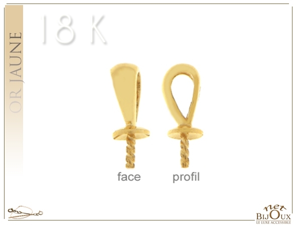 Beliere Or Massif jaune 18 carats pour Perle de culture