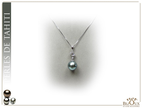 Pendentif Perle De Tahiti Noire-verte AAA 8-9 Mm – Monture Or Jaune 18 Carats, Bijou élégant Pour Toutes Occasions - 11