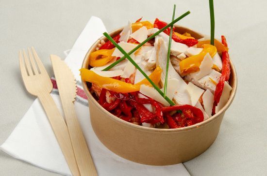 Farfalle au poulet grillé & coulis de poivrons