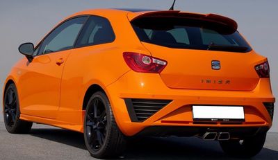 Becquet De Toit Pour Seat Ibiza 6L (2002-2008) - Modèle 'Large' En PU-Rim, Couleur Noire De Base