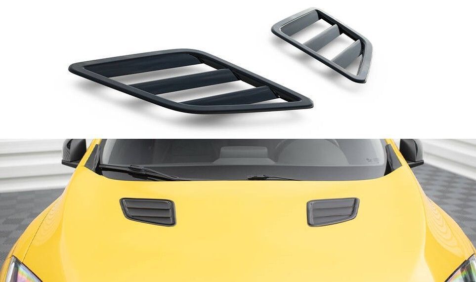 Prise D'air Pour Capot Civic IX SI Type-R 2015-2017 | 2 évents Noir Brillant, Adhésif Double Face - Style Tuning