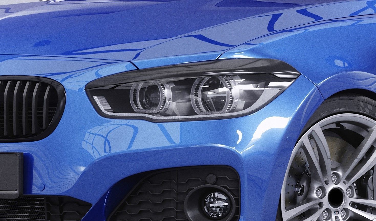 Paupières De Phares Avant Gloss Black Pour BMW Série 1 F20 F21 Facelift 2015-2019