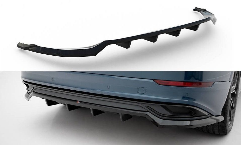 Lame De Spoiler Pour Pare-chocs Arrière Audi Q8 (Mk1) S-line - Noir Brillant - Marque Maxton Design