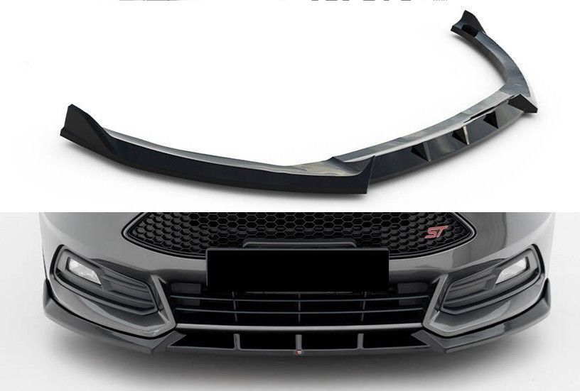 Lame De Pare-Chocs Maxton V.1 Pour Ford Focus ST Mk3 FL - Noir Brillant - Neuf