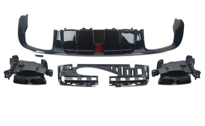 DIFFUSEUR ARRIERE MERCEDES CLASSE E BERLINE W213 " AMG LINE " PHASE 1 AVEC FEU STOP + EMBOUTS B DESIGN (2016/06-2020)
